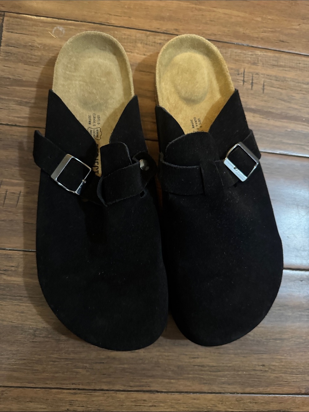 Black Suede Slip-On Buckle Clogs Project Cloud Mens 11.5 New